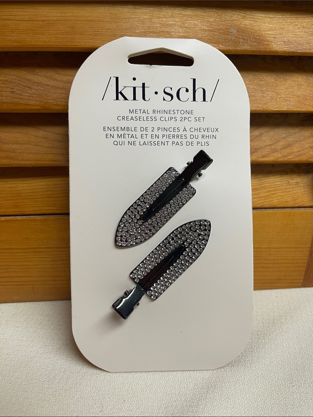 Kitsch Black Rhinestone Metal Creaseless Clip Set